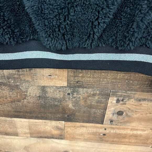 1. State Teddy Fuzzy Sweatshirt Pullover Top Black Silver Metallic Trim Small - Picture 11 of 16